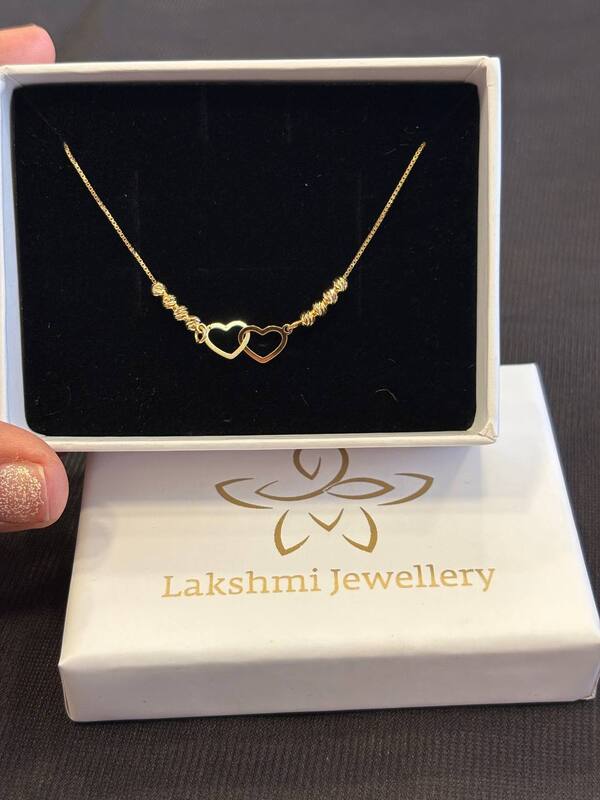 Silver double heart chain with gold finish