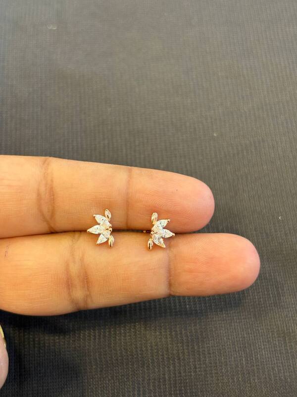 Silver lotus1 second stud with rosegold finish