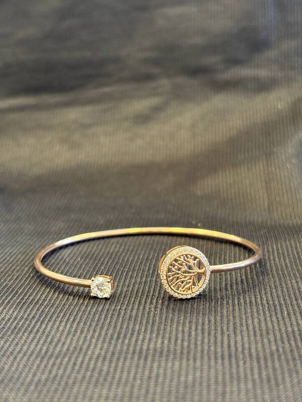 Silver tree kada with rosegold finish