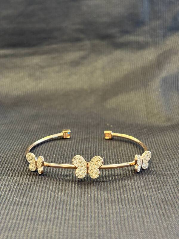 Silver tributterfly kada with rosegold finish