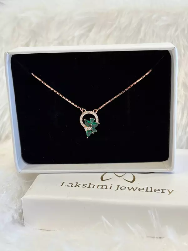Silver green round flower with rosegold finish