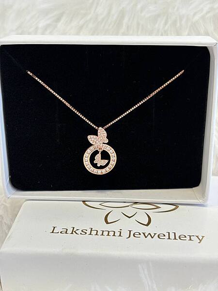 Silver double butterfiely chain with rosegold finish