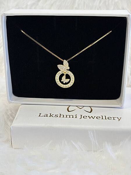 Silver double butterfly chain with gold finish