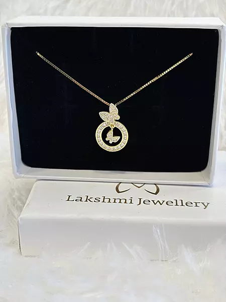 Silver double butterfly chain with gold finish