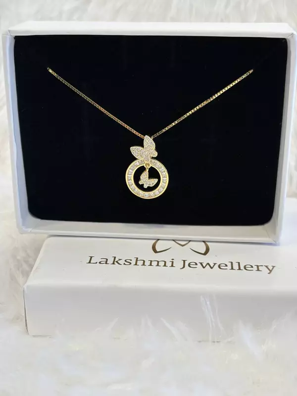 Silver double butterfly chain with gold finish