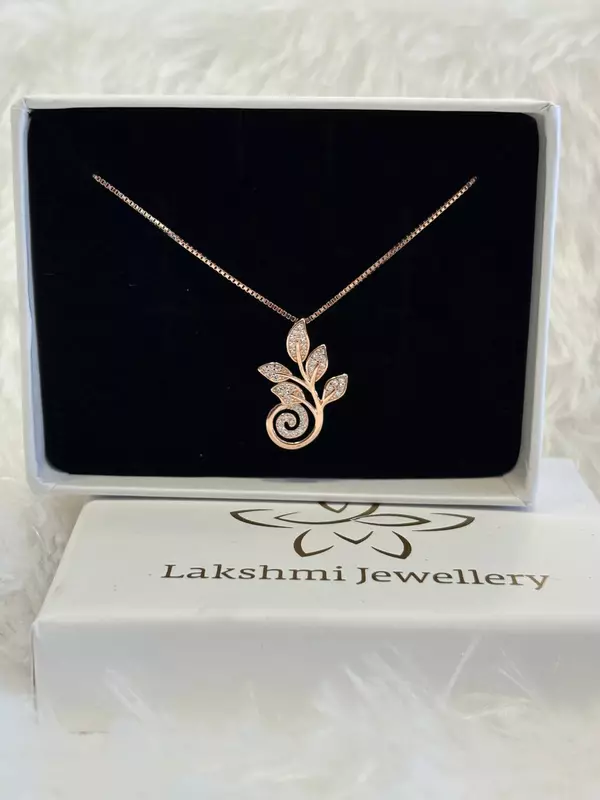 Silver kandeebam chain with rosegold finish