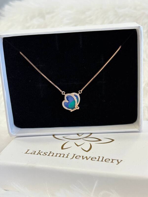 Silver butterfly bluiie chain with rosegold finish