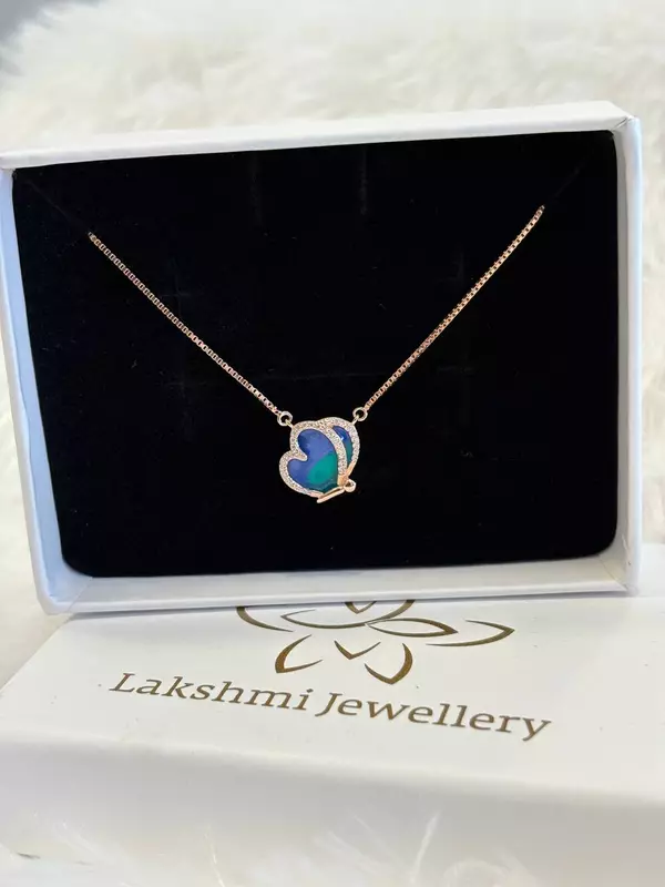 Silver butterfly bluiie chain with rosegold finish