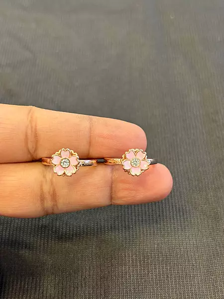 Silver pink poo toe ring with rosegold finish