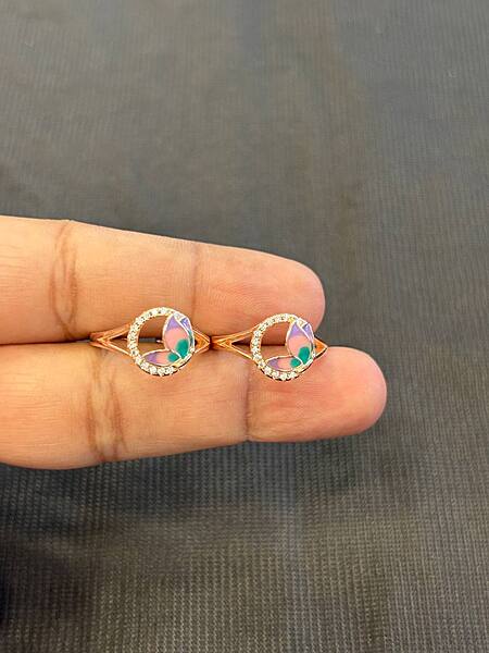 Silver round butterfly 1 with rosegold finish