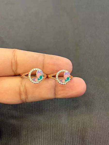 Silver round butterfly 1 with rosegold finish