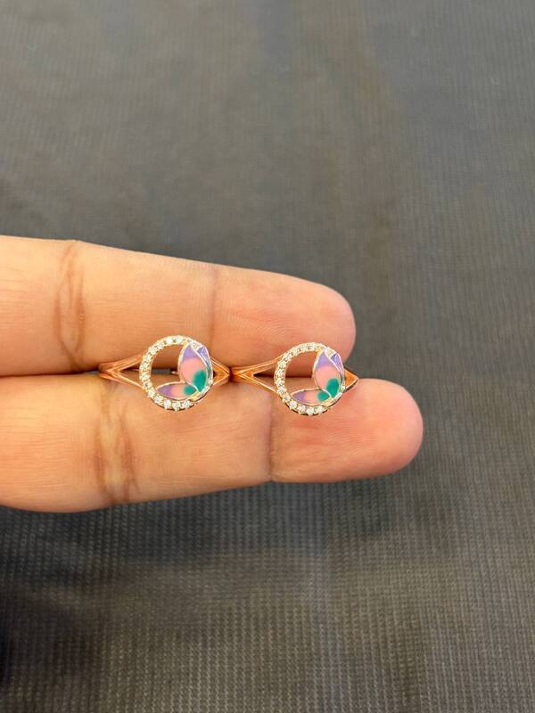 Silver round butterfly 1 with rosegold finish