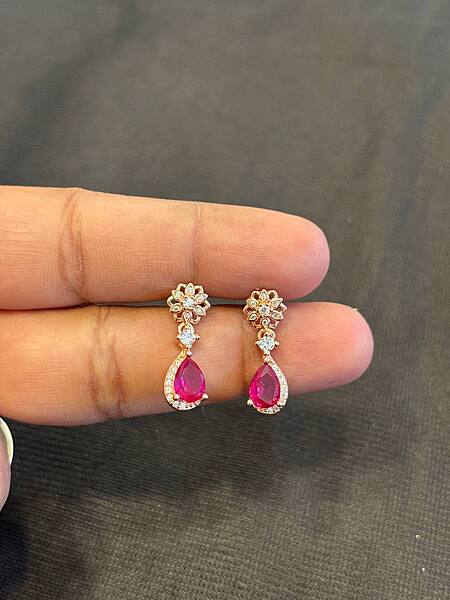 Silver red stone thongal with rosegold finish