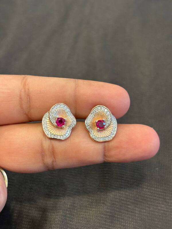 Silver marurtham pink stud with rosegold finish