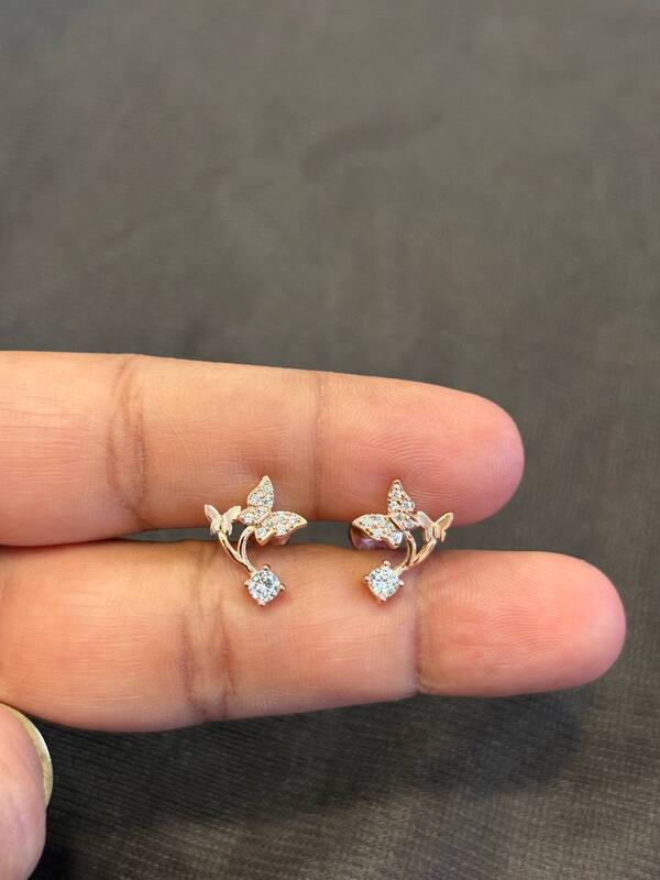 Silver curvy butterfly with rosegold finish