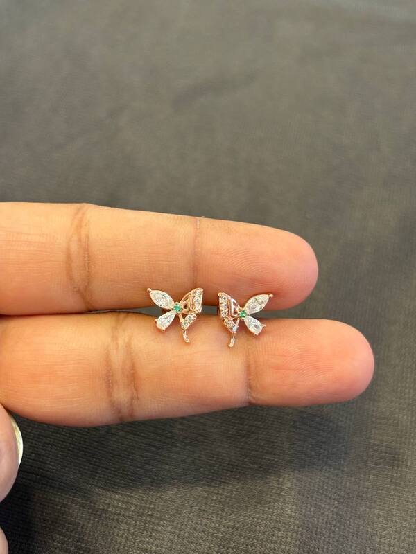 Silver stone half petal with rosegold finish