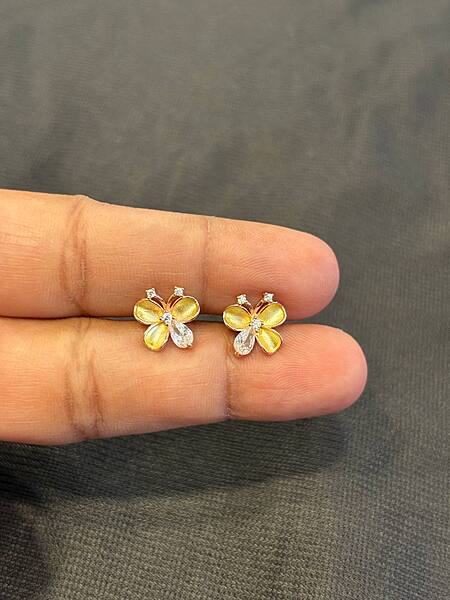 Silver yellow butterfly with rosegold finish