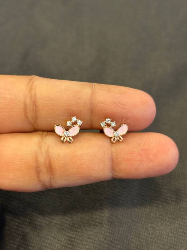 Silver pinky star butterfly with rosegold finish