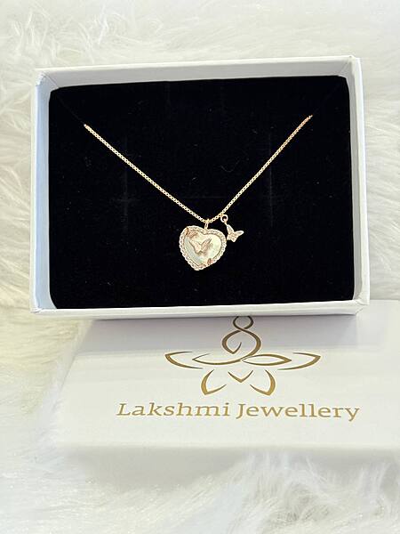 Silver heart butterfly chain with rosegold finish