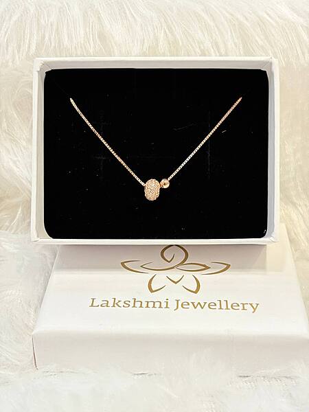 Silver double ball chain with rosegold finish