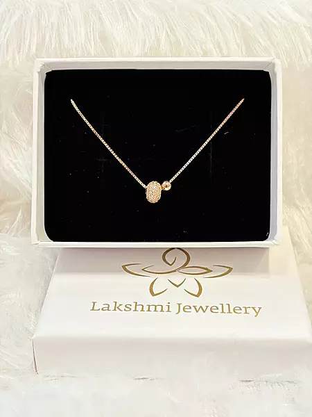 Silver double ball chain with rosegold finish