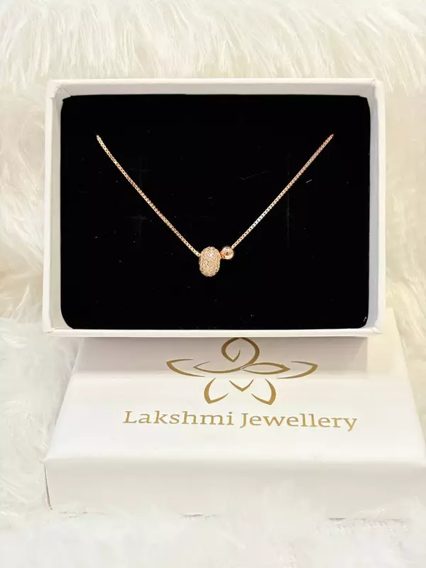 Silver double ball chain with rosegold finish