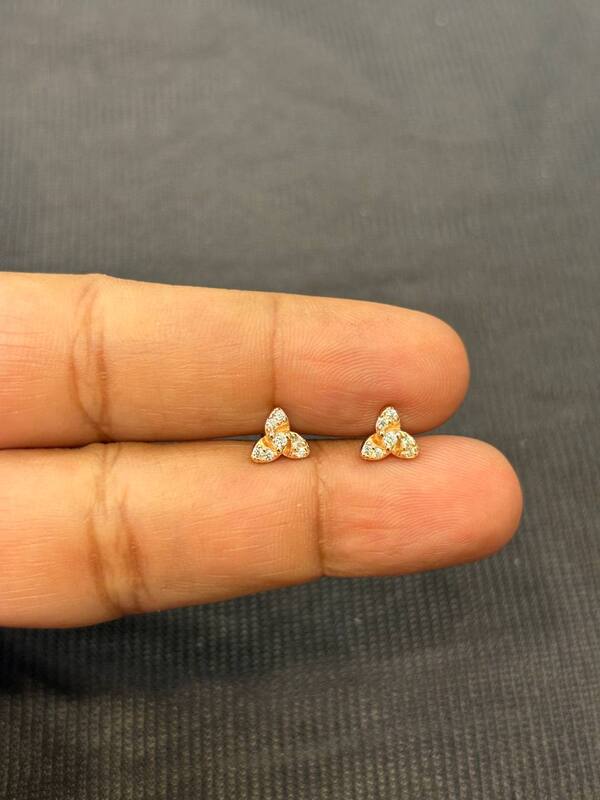 Silver kurinji second stud with rosegod finish