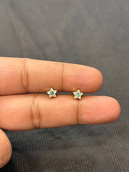 Silver nakshtra second stud with gold finish