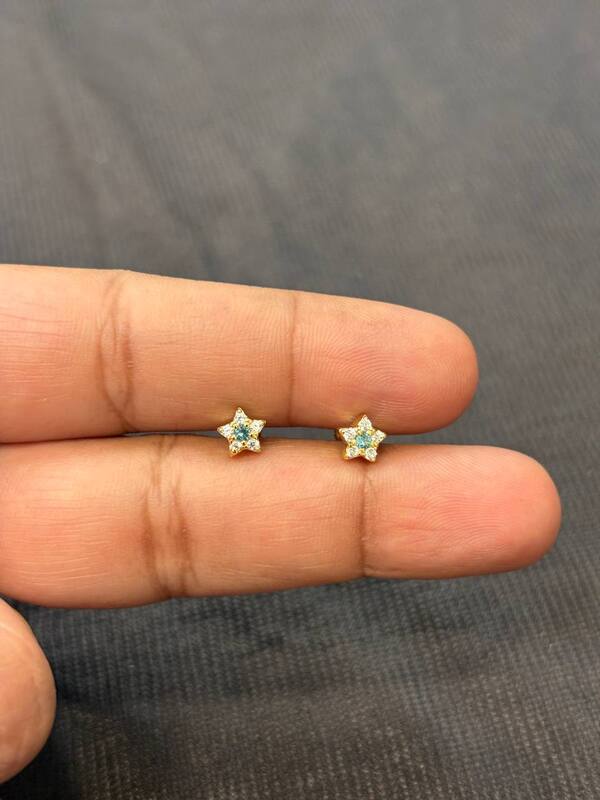 Silver nakshtra second stud with gold finish