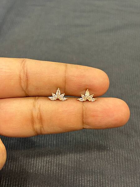 Silver pink kurinji second stud with rosegold finish