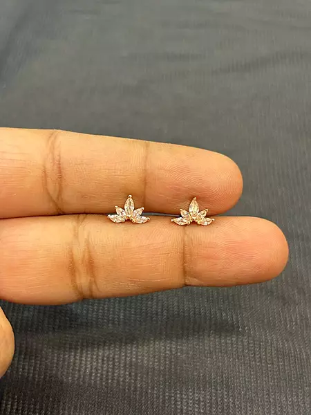 Silver pink kurinji second stud with rosegold finish
