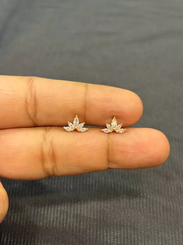 Silver pink kurinji second stud with rosegold finish