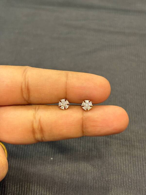 Silver pink chakra second  stud with rosegold finish