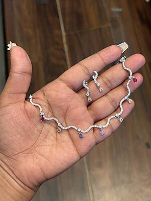 Silver aruvi necklace