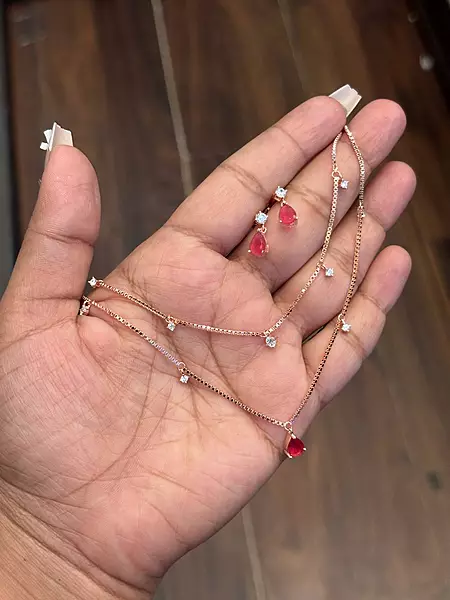 Silver double layter red necklace