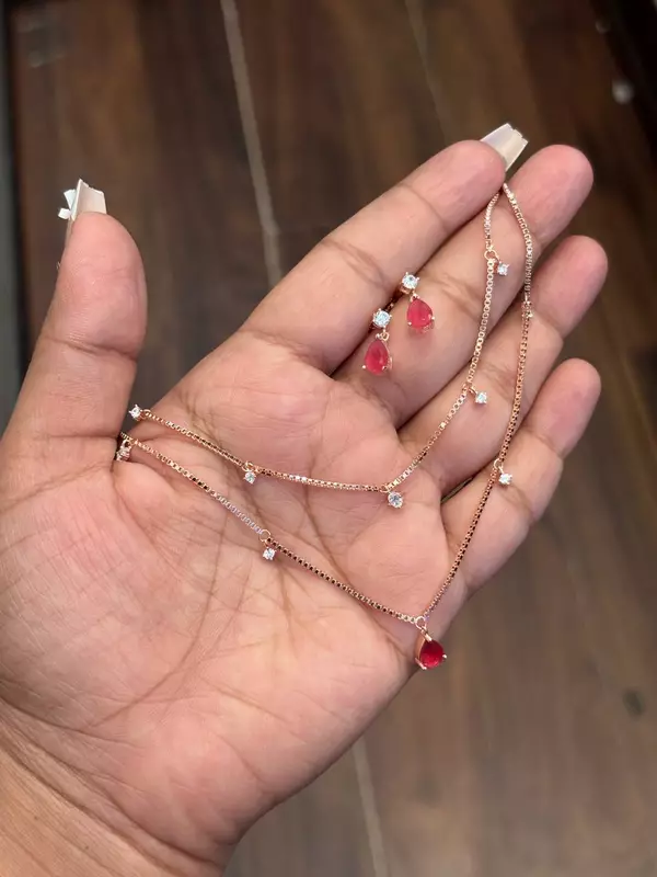 Silver double layter red necklace