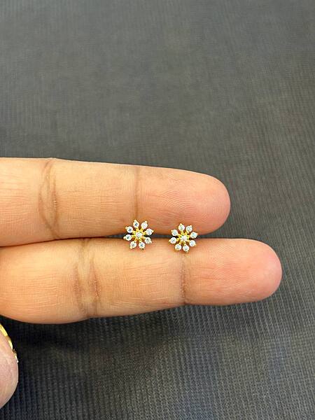 White multi stone 9 carat gold stud