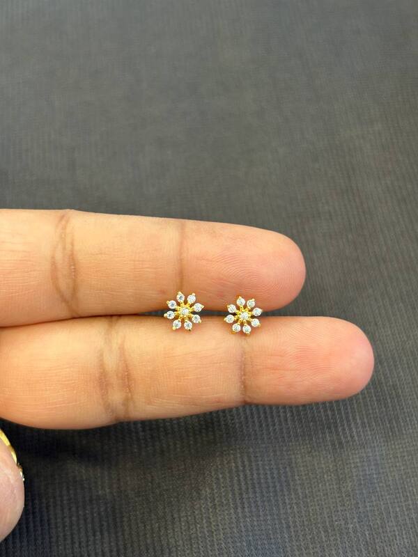 White multi stone 9 carat gold stud