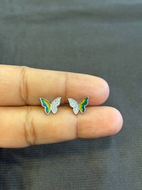 Silver butterfly stud