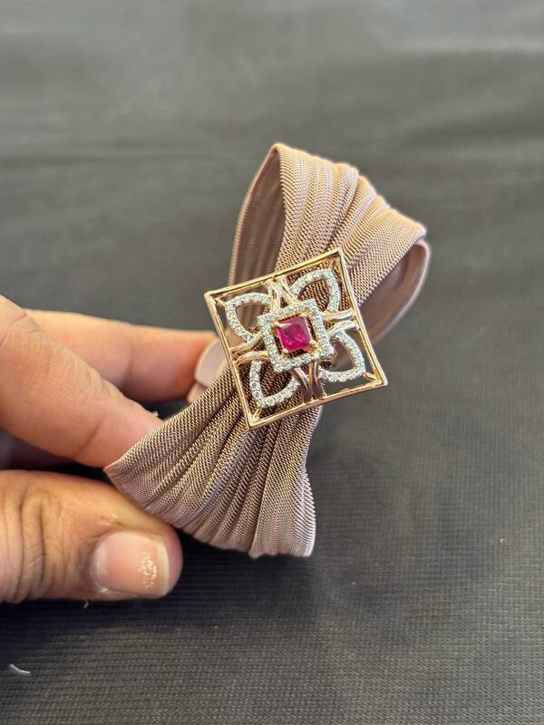 Silver chandra magnetic cuff with rosegold finish