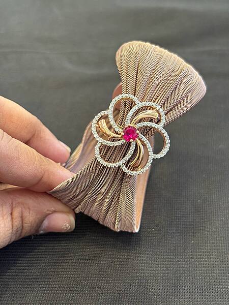 Silver chandraa magnetic cuff with rosegold finish