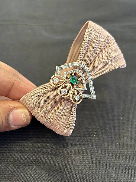 Silver arpitha magnetic cuff with rosegold finish