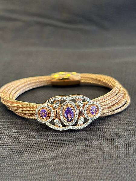 Silver gaya magnetic rope with rosegold finish