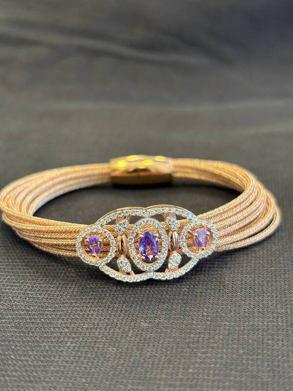 Silver gaya magnetic rope with rosegold finish