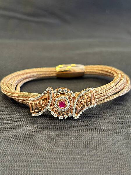 Silver gauri magnetic rope with rosegold finish