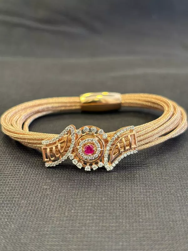 Silver gauri magnetic rope with rosegold finish