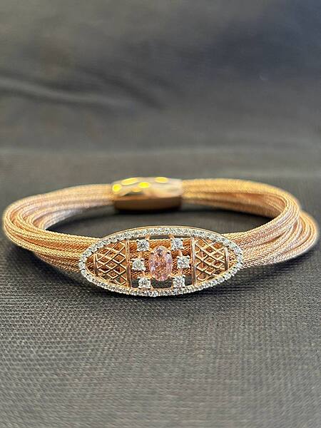 Silver kalyani magnetic rope with rosegold finish