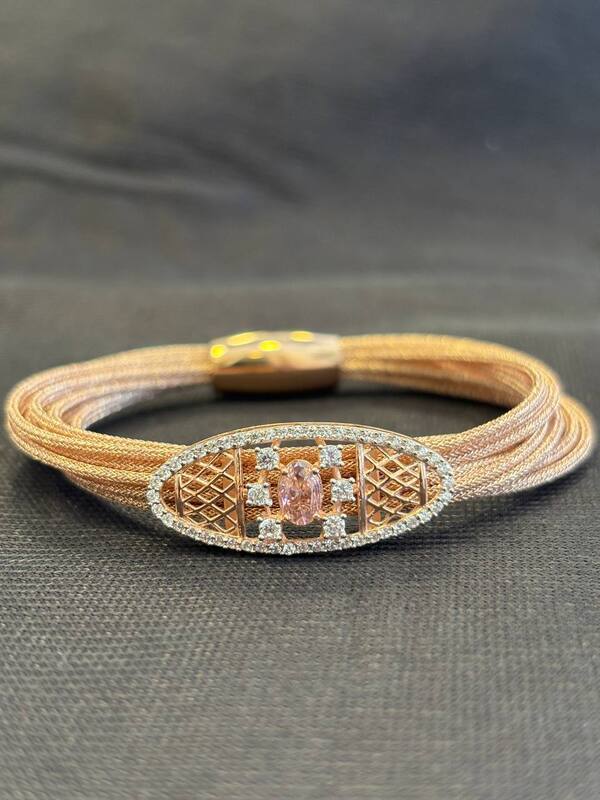 Silver kalyani magnetic rope with rosegold finish