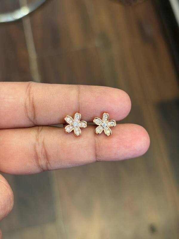 Silver step flower with rosegold finish