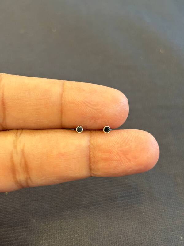 Silver blue  dot stud